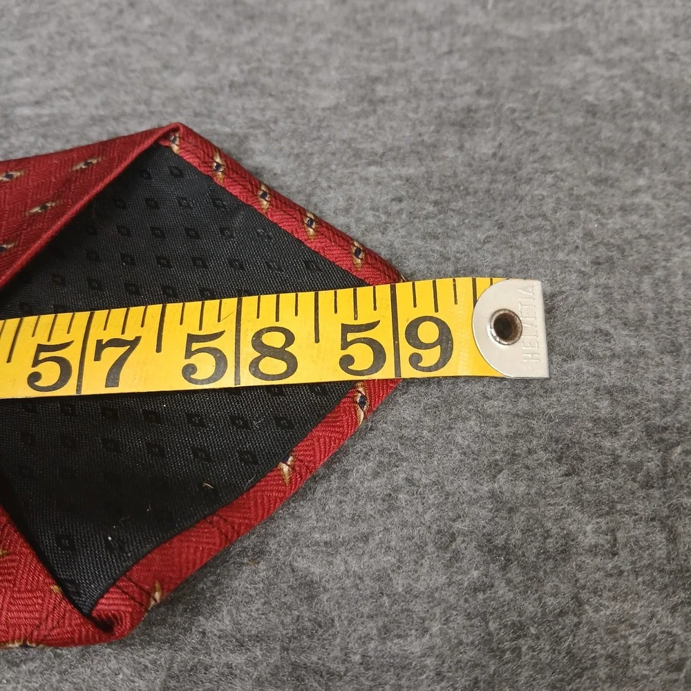 Neo Bill Blass Necktie Mens‎ One Size Red Silk Geometric Diamond Pattern Tie